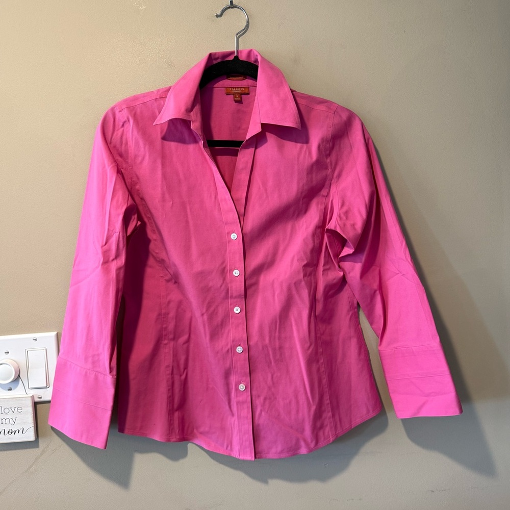 Talbots Wrinkle Resistant Pink Cotton Shirt - Picture 7 of 16